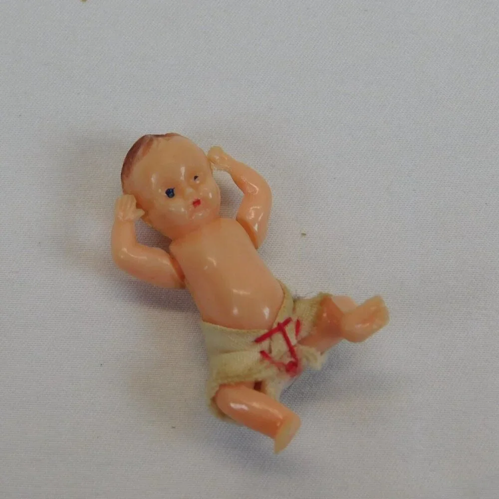 Lot of 3 Creepy Miniature Babydolls Dollhouse Size 1 Articulated Jointed Tiny - Picture 6 of 9